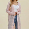 Double Take Full Size Open Front Longline Cardigan - Blush Pink