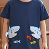 Children's Shark Graphic Crew Neck Short Sleeve T-Shirt - Navy