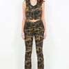 American Bazi V-Cut Ruched Camo Flare Pants - Olive Camo