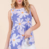 BOMBOM Floral Round Neck Tank - Blue