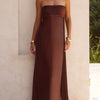 Tube Mermaid Maxi Dress - Reddish Brown