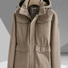 Men's Plus Size Hooded Zip Up Parka Coat - Khaki