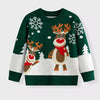 Children's Christmas Tree Round Neck Sweater - Dark Green