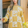 And The Why Checkerboard Sweater with Yin Yang Pattern - Mustard