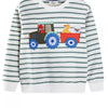 Children's Striped Tractor Crew Neck Sweatshirt - Beige