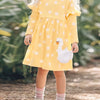Children's Swan Applique Polka Dot Ruffle Sleeve Dress - Yellow