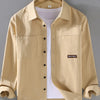 Men's Plus Size Button Up Long Sleeve Shirt - Khaki