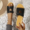 Casual Open Toe Cutout Detail Sandals - Black