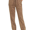 Zenana Acid Wash Fleece Sweatpants with Pockets - BROWN
