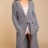 POL Berber fleece Tie Front Tunic Cardigan with Pockets - GREY