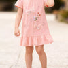 Children's Ruffled Hem Short Sleeve Dress - Watermelon pink