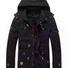Men's Full Size Warm Hooded Parka Coat Plus Size - Black