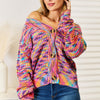Angel Wings Woven Right V-Neck Long Sleeve Cardigan - Multicolor