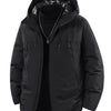 Men's Plus Size Zip Up Hooded Puffer Jacket - Black
