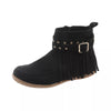 Fringe Round Toe Boots - Black