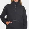 Zenana Turtleneck Half Snap Fleece Sweatshirt - Black
