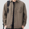 Men's Plus Size Button Up Long Sleeve Shirt - Brown