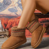 Round Toe Platform Boots - Camel