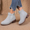 Round Toe Block Heels Boots - Dark Gray