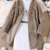 Children's Textured Sweater Dress and Open Front Cardigan Set - Khaki