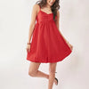 Davi & Dani Textured Sweetheart Neckline Bubble Hem Dress - Red