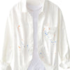 Men's Plus Size Button Up Long Sleeve Shirt - White
