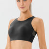 Round Neck Wide Strap Active Bra - Black