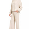 Zenana French Rib Pullover and Pants Set - SAND BEIGE