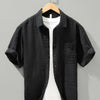 Men's Plus Size Textured Short Sleeve Casual Shirt - Black