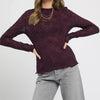 Umgee Lace Sheer Long Sleeve Top - PLUM