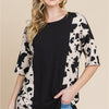BOMBOM Rodeo Love Ribbed Animal Contrast Tee - Black