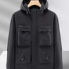 Men's Plus Size Casual Multi-Pocket Zip-Up Lightweight Jacket - Black