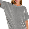Zenana Corded Rib Short Sleeve T-Shirt - BLACK