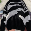 Men's Contrast Round Neck Sweater - Black