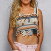 POL Cutout Flower Cropped Crochet Cami with with Dangle Detail - SALMON MULTI