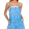 Zenana Washed Linen Knot Strap Rompers - DEEP SKY