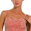 Zenana Washed Ribbed Seamless Double Strap Brami - RUST