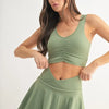 MONO B Ruched Front Active Tank - MOSS