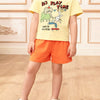 Children's Cartoon Graphic Top and Shorts Set - Yellow