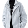 Men's Plus Size Casual Stand Collar Zipper Jacket - White Gray