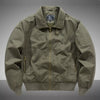 Men's Plus Size Casual Zip Up Bomber Jacket - Military Green