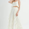 MABLE Crop Cami and Ruffled Wide Leg Pants Set - Cream
