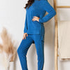 Basic Bae Full Size Ribbed Round Neck High-Low Slit Top and Pants Set - Royal Blue