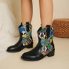 PU Leather Color Block Boots - Snakeskin