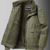 Men's Plus Size Warm Fleece Lined Zip Up Jacket - Army Green