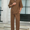 Men's Plus Size Half Sleeve Top and Pants Set - Caramel Color