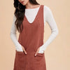 Annie Wear V-Neck Adjustable Strap Denim Overall Dress with Pockets - Rust