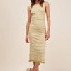 SO ME Stripe Sleeveless Sweater Knit Maxi Dress With Ruffled Hem - SAGE/OFF WHITE