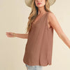 Aemi + Co V-Neck Wide Strap Tank - Caramel