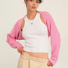 HYFVE Ribbed Knit Bolero Cardigan - Rose Pink